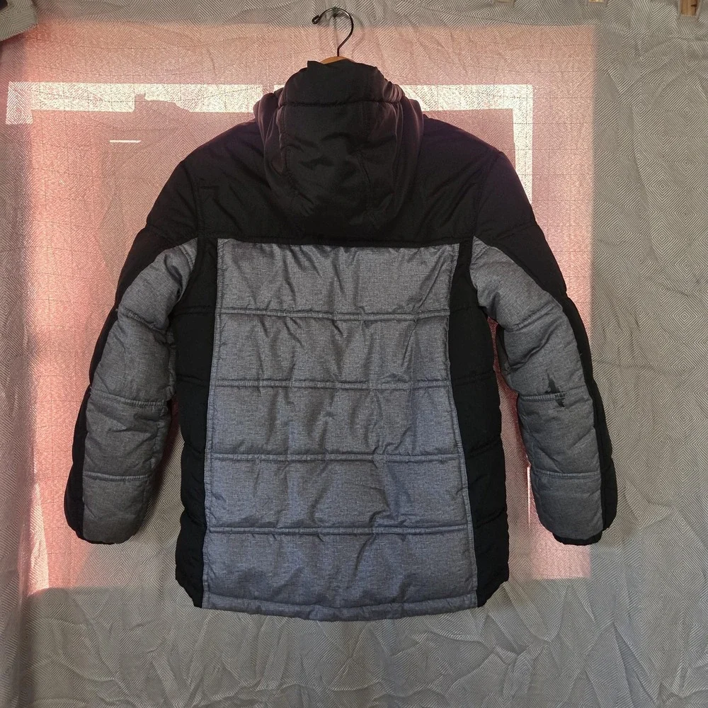 ZeroXposur Jacket Youth Medium 10/12 Gray Black Hooded Puffer Full Zip Coat